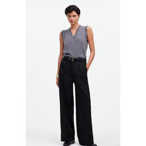NWT Madewell The Harlow Wide-Leg Pant in Drapey Twill Black 6P